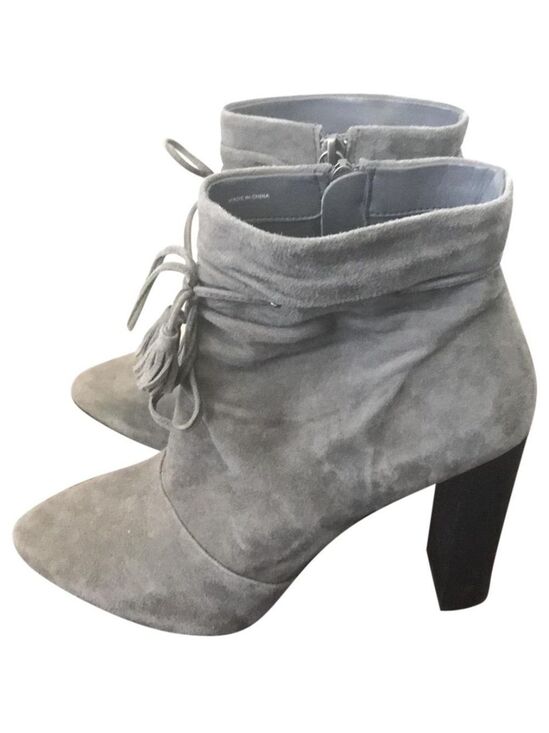 White House Black Market Shoes - White House Black Market Low Cute Boots Grey Suede EUC